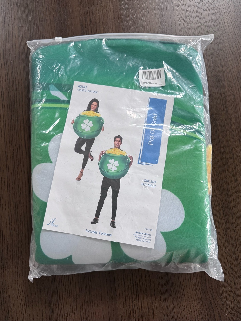 Green Pot of Gold Costume with White Clover - NEW IN PACKAGING